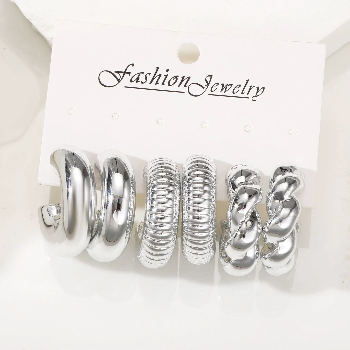 18 Pcs/Set Large C-Shape Teardrop Hoop Earrings for Women Fashion Gold Color Exaggerated Twist Earring Daily Wear Jewelry Gifts
