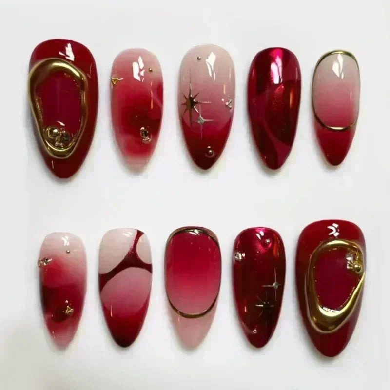 24Pcs Pink Almond False Nails Sweet Summer Fake Nail Cute Flowers Pearl Nails Press Ons Colorful Monet Press on Nails for Girls