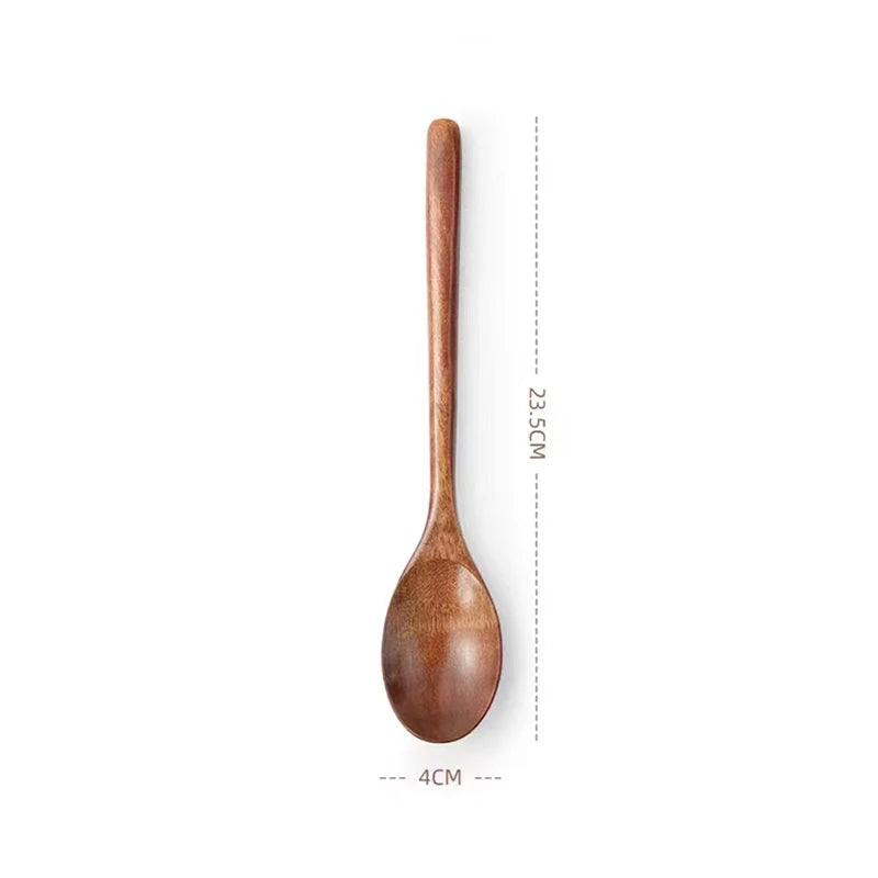 2pcs Wooden Spoon Tableware Kitchen Cooking Utensil Tools Soup Tea Spoon Catering Cooking Tool Coffee Soup Teaspoon Honey Spoon