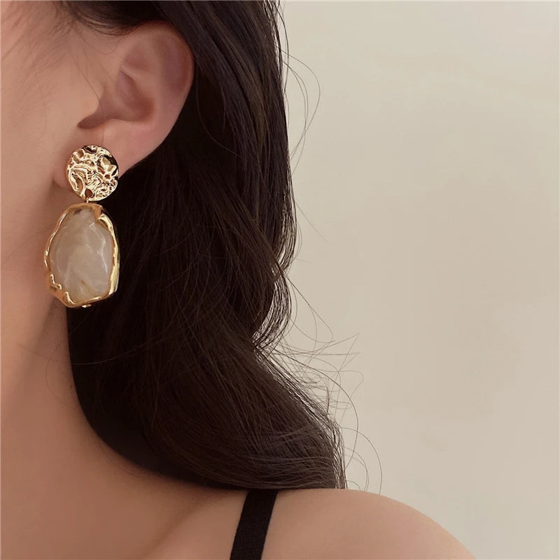 Korea 2024 New Geometry Irregularity Resin Stud Earrings for Women Fashion Wedding Party Jewelry Gift Wholesale