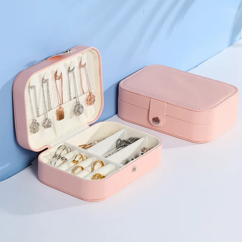 2025 Portable Jewelry Box Jewelry Organizer Display Travel Jewelry Case Boxes Button Leather Storage Zipper Jewelers