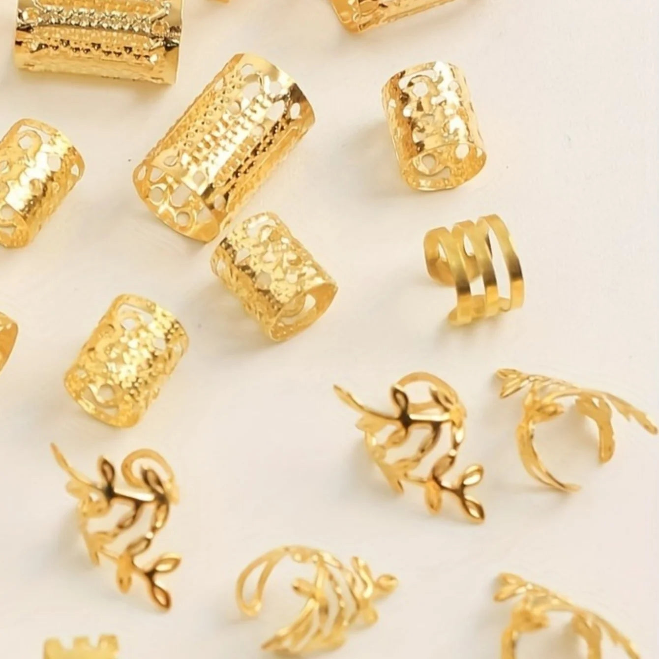 40/80PCS Elegant Hollow Out Hair Rings For Women Girls DIY Hair Accessories Loc Hair Jewelry for Braids