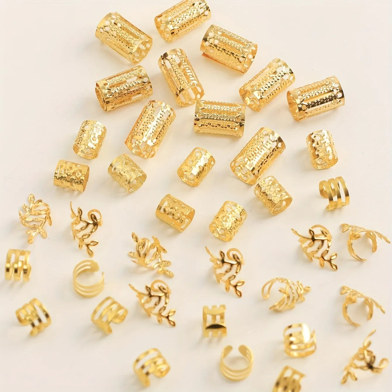 40/80PCS Elegant Hollow Out Hair Rings For Women Girls DIY Hair Accessories Loc Hair Jewelry for Braids