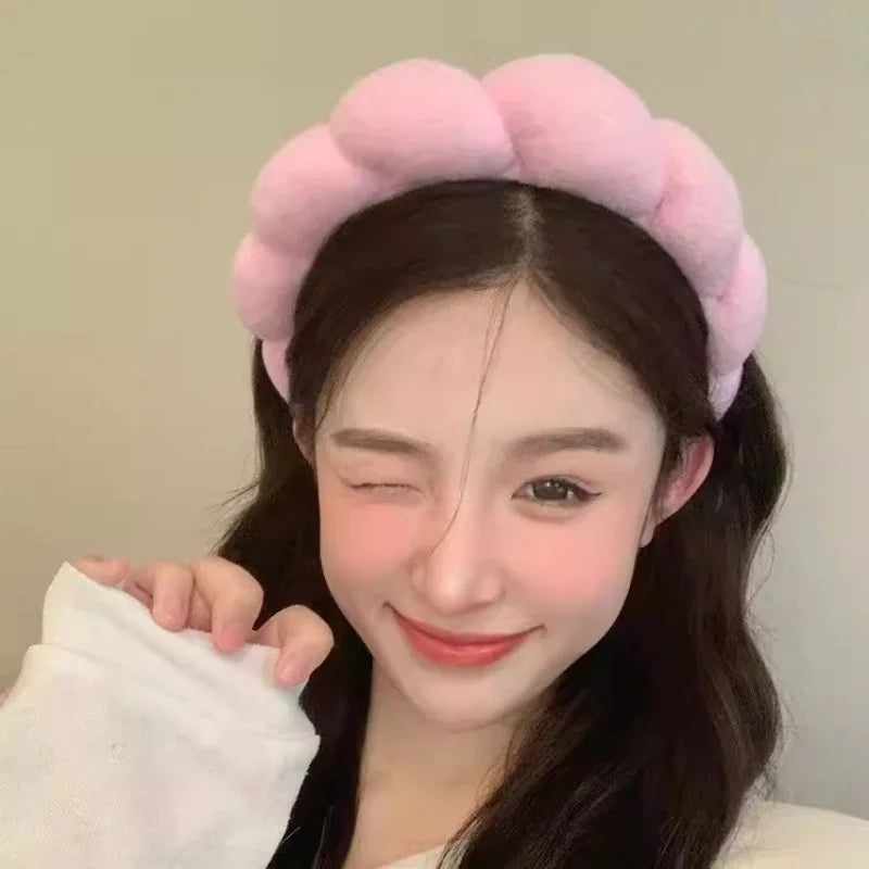 2025 Fashion Sponge Headband for Women Girls Puffy Hair Band Makeup Bubble Retro Terry Cloth Headbands Hair Accessories Headwear