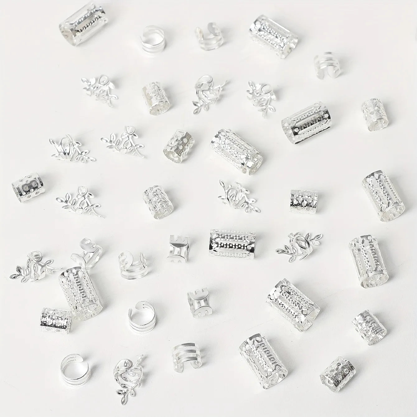 40/80PCS Elegant Hollow Out Hair Rings For Women Girls DIY Hair Accessories Loc Hair Jewelry for Braids