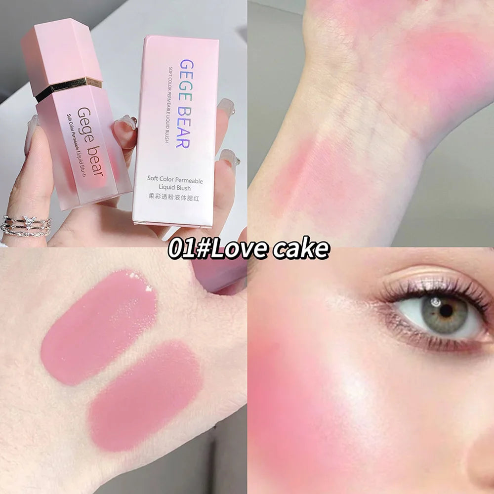 Gege Bear Liquid Blush Cream 6 Colors Smooth Velvet Matte Pink Blusher Natural Easy To Smudge