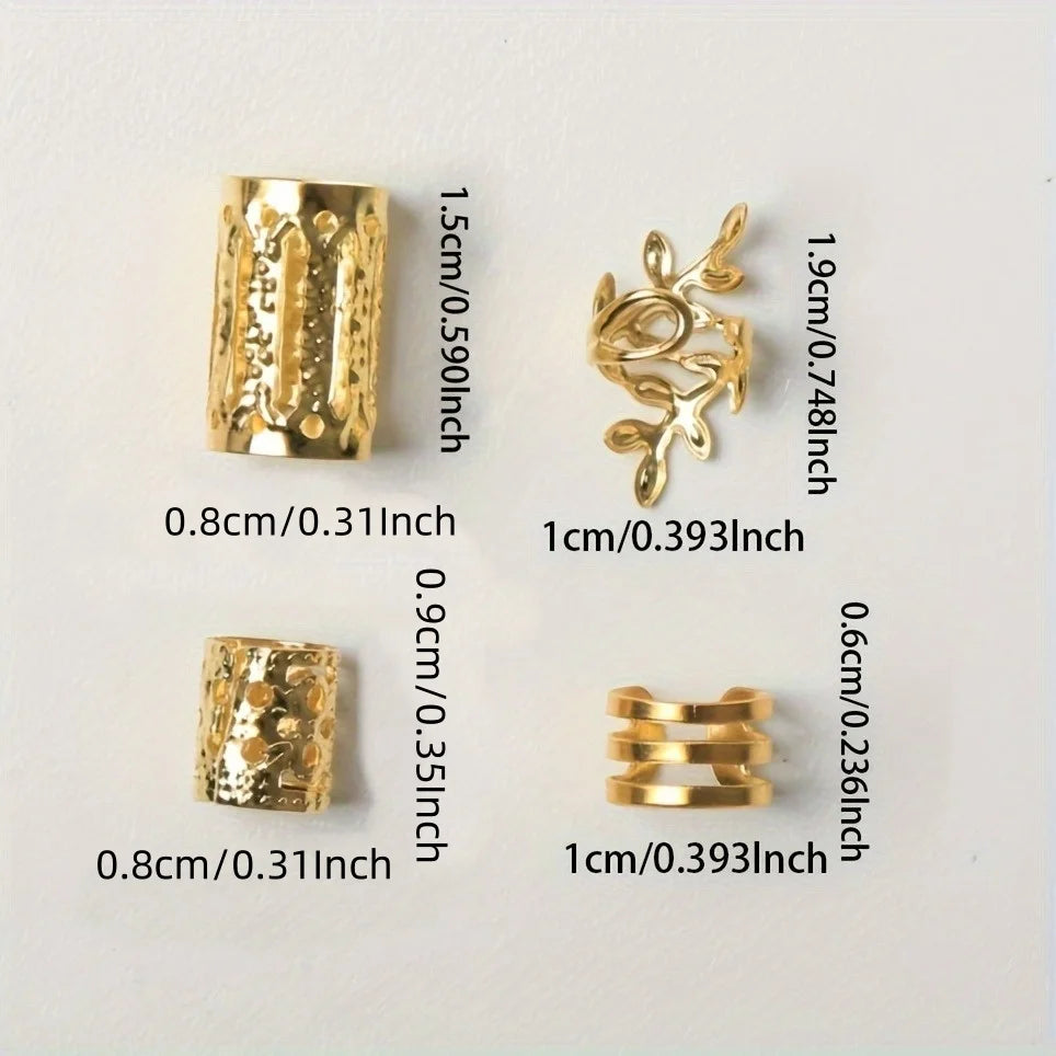 40/80PCS Elegant Hollow Out Hair Rings For Women Girls DIY Hair Accessories Loc Hair Jewelry for Braids