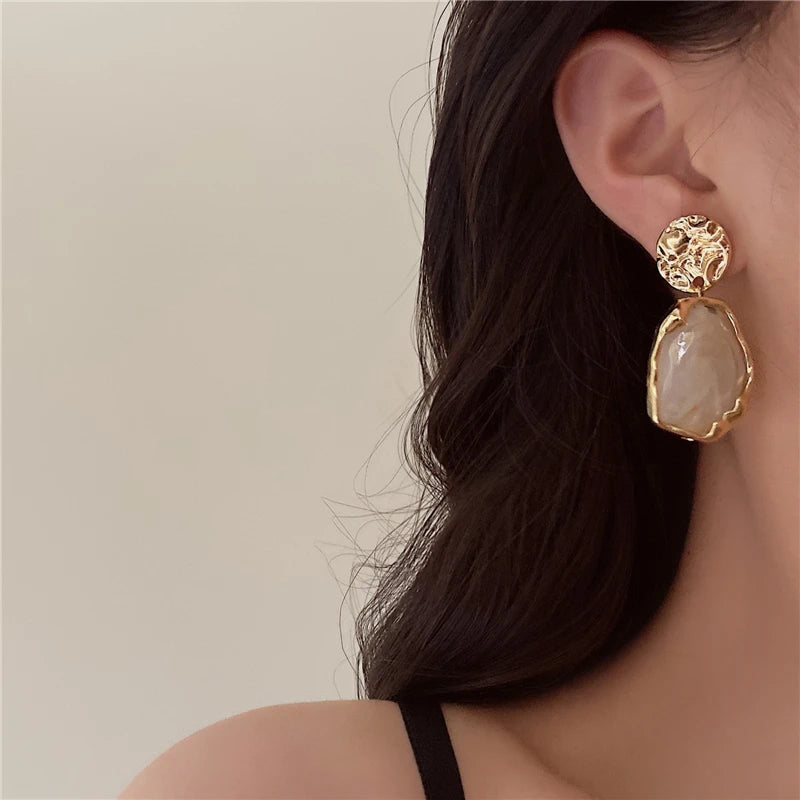 Korea 2024 New Geometry Irregularity Resin Stud Earrings for Women Fashion Wedding Party Jewelry Gift Wholesale