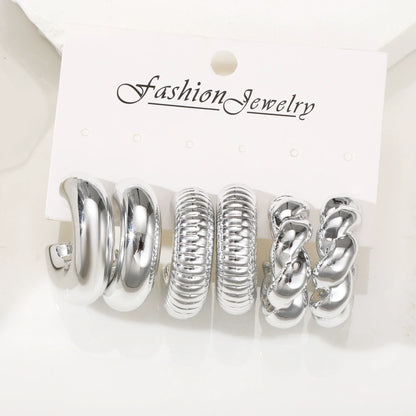 18 Pcs/Set Large C-Shape Teardrop Hoop Earrings for Women Fashion Gold Color Exaggerated Twist Earring Daily Wear Jewelry Gifts