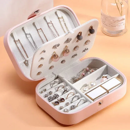 2025 Portable Jewelry Box Jewelry Organizer Display Travel Jewelry Case Boxes Button Leather Storage Zipper Jewelers