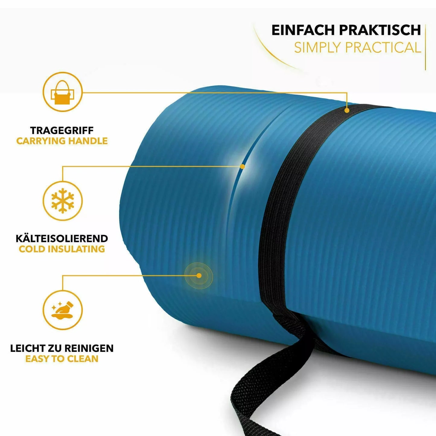 [EU STOCK]183*61*1cm Yoga Mat, Exercise Mat, NBR Sport Fitness Pilates Home Gym Fitness Cushion,Strap and Transport Bag