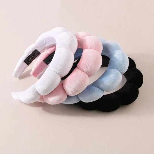 2025 Fashion Sponge Headband for Women Girls Puffy Hair Band Makeup Bubble Retro Terry Cloth Headbands Hair Accessories Headwear