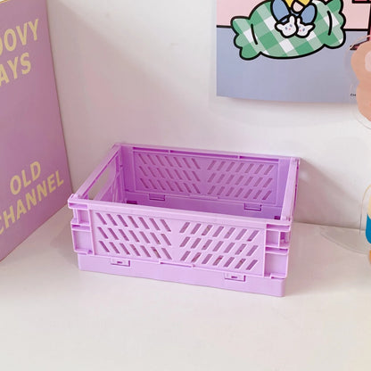 Mr.paper 6 Styles Plastic Stackable Foldable Stationary Holder Simple Cute Student Office Desktop Storage Stationery Organizer