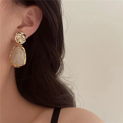 Korea 2024 New Geometry Irregularity Resin Stud Earrings for Women Fashion Wedding Party Jewelry Gift Wholesale