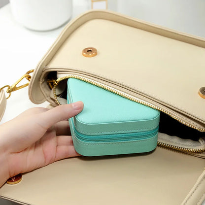 Simple ins macaroon jewelry box travel travel studs necklace ring jewelry box, portable