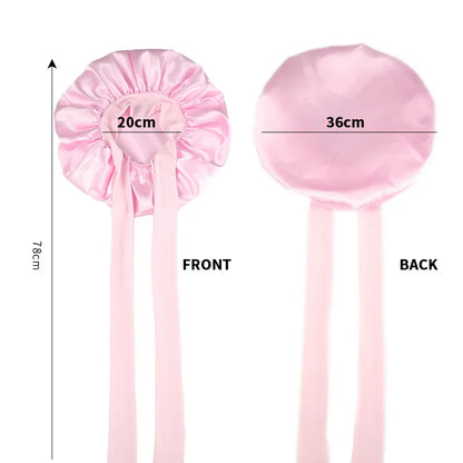 Women's Fashion Bonnet Solid Color Wide Edge Two Tails Elastic Silk Smooth Tiny Tie Sports Daily Home Casual Hair Hat Sleep