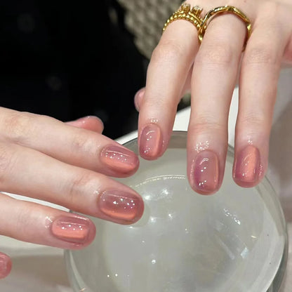 24pcs Burgundy Almond Press on Nail Water Drop Solid Color False Nails Cat Eye Various style Detachable and Wearable Nail Art