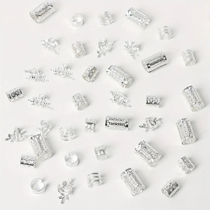 40/80PCS Elegant Hollow Out Hair Rings  For Women Girls DIY Hair Accessories Loc Hair Jewelry for Braids