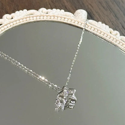 925 Silver Necklace for Women Double Layer Zircon Star Moon Pendant Necklace Delicate Chain Charm Elegant Fashion Jewelry Gifts