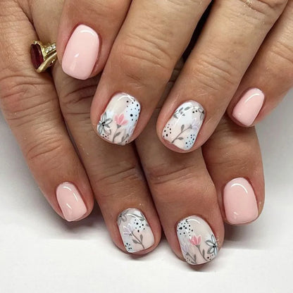 24pcs 3D Flower Press on Nails French Square False Nails Wearable Stick-on Nail Fake Nails Uñas Postizas Накладные Ногти 네일팁