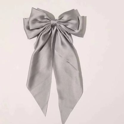 Chiffon Bow Hair Clip Women Large Bowknot Stain Hairpin Barrettes Girls Solid Color Ponytail Clip Hair Accessories Headwear Gift
